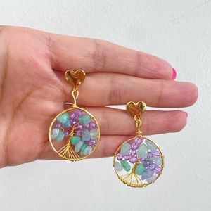 Three of Life earrings, Minimalist earrings, gemstone earrings, handmade jewelry